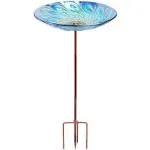 MUMTOP Glass Bird Bath, Garden Outdoor Birdbaths Birdfeeder with Metal Stake PeacockMUMTOP Glass Bird Bath, Garden Outdoor Birdbaths B…