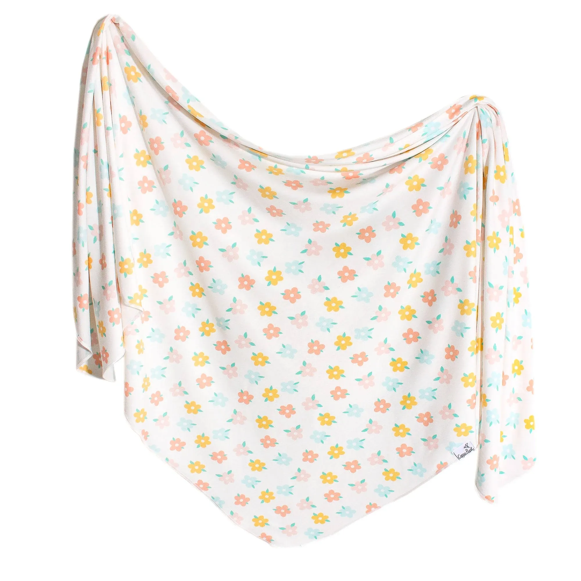 Copper Pearl Daisy Knit Swaddle Blanket