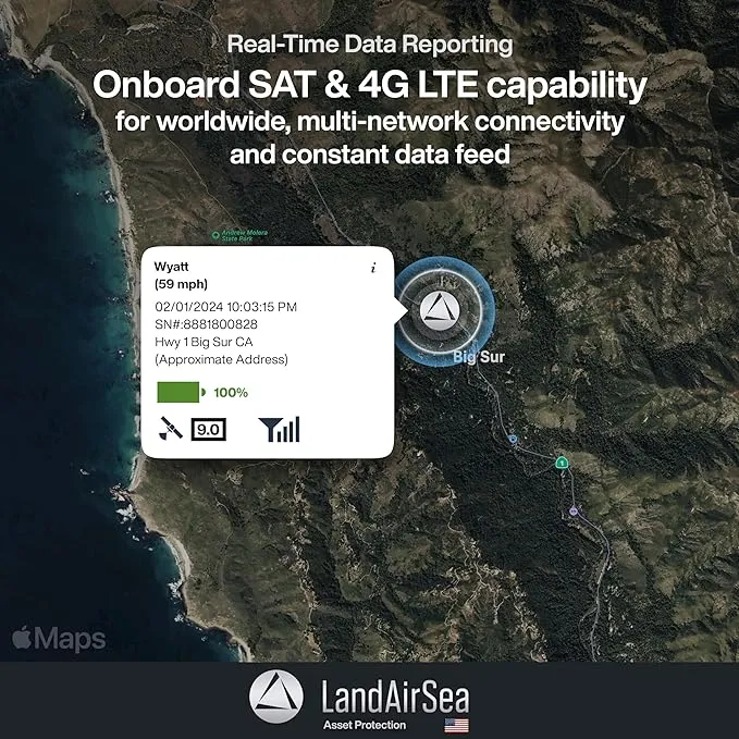 LandAirSea 54 GPS Tracker - Made in the USA from Domestic & Imported Parts. Long Battery, Magnetic, Waterproof, Global Tracking. Subscription Required