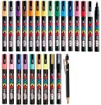 Posca Paint Marker Pen, Fine Point PC-3M 24 Colors Set Japanese Domestic Market Japan Import With Original Stylus Ballpoint Touch Pen