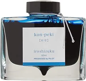 PILOT Iroshizuku Bottled Fountain Pen Ink, Kon-Peki, Deep Blue (Turquoise Blue) 50ml Bottle (69212)