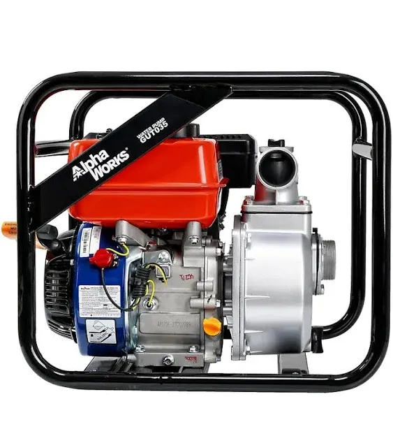 AlphaWorks Portable Water Pump - 7HP Gas Engine 196cc Max Flow 132GPM