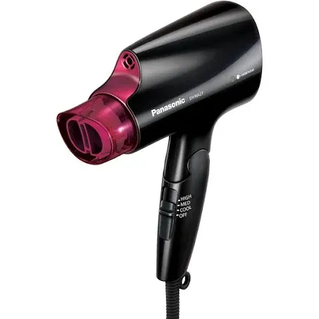 Panasonic Nanoe Compact Travel Hair Dryer with Quick-Dry Nozzle and Folding Handle, Pink