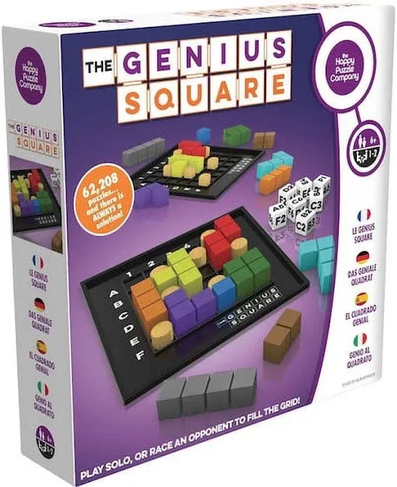 The Genius Square – Game of the Year Award Winner! 60000+ Solutions STEM Puzzle Game! Roll the Dice & Race Your Opponent to Fill The Grid by Using Different Shapes! Promotes Problem Solving