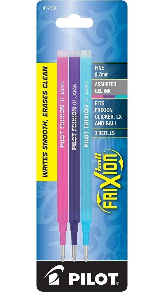 Pilot Refills for FriXion Erasable Gel Ink Pens, Fashion Assorted, Pack of 9 (77336)