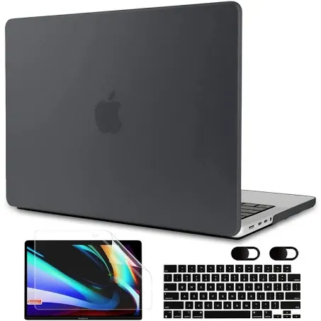 MEEgoodo for M4 MacBook Pro 14 inch Case 2024 2023 2021 A3112/A3401/A3185/A2918/A2992/A2779/A2442 M3 M2 M1 Pro/Max, Laptop Hard Shell with Keyboard Cover & Screen Protector & Webcam Covers,Matte Black