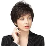 Short Dark Brown Blend Human Hair Wigs for Women and Lady