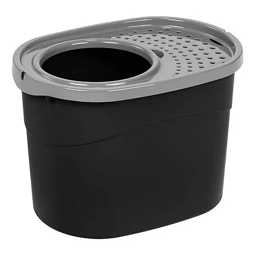 IRIS Top Entry Cat Litter Box & Scoop, Black/Gray