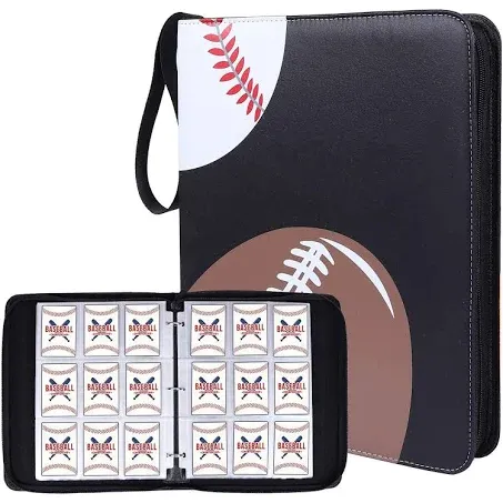 Football Card Binder, 9 Pocket Sports Card Binder, 720 Double Sided Pocket Waterproof Binder, Baseball trading cards Zipper Album, Expandable, Compatible with Gaming Cards, Yugioh, MTG and Other TCG