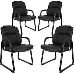 OLIXIS Waiting Room Reception Chairs Set of 4 Leather Office Desk Guest Stationary Side Chair with Padded Arms for Home Confere