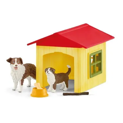 Schleich Farm World 6pc. Dog and Puppy Figurine Playset - Highly Detailed and Durable Dog and Puppy Toy Playset with Dog House, Fun and Educational Play for Boys and Girls, Gift for Kids Ages 3+