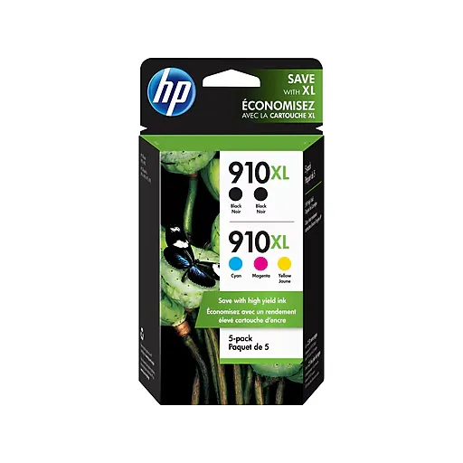 HP 910XL Black And 910 Cyan/Magenta/Yellow Ink Cartridges (3JB41AN#140)