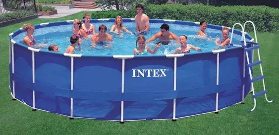 Intex 18ft x 48in Metal Frame Above Ground Pool Set Pump