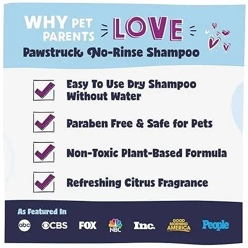 Pawstruck No-Rinse Dry Dog Shampoo for Dogs & Cats