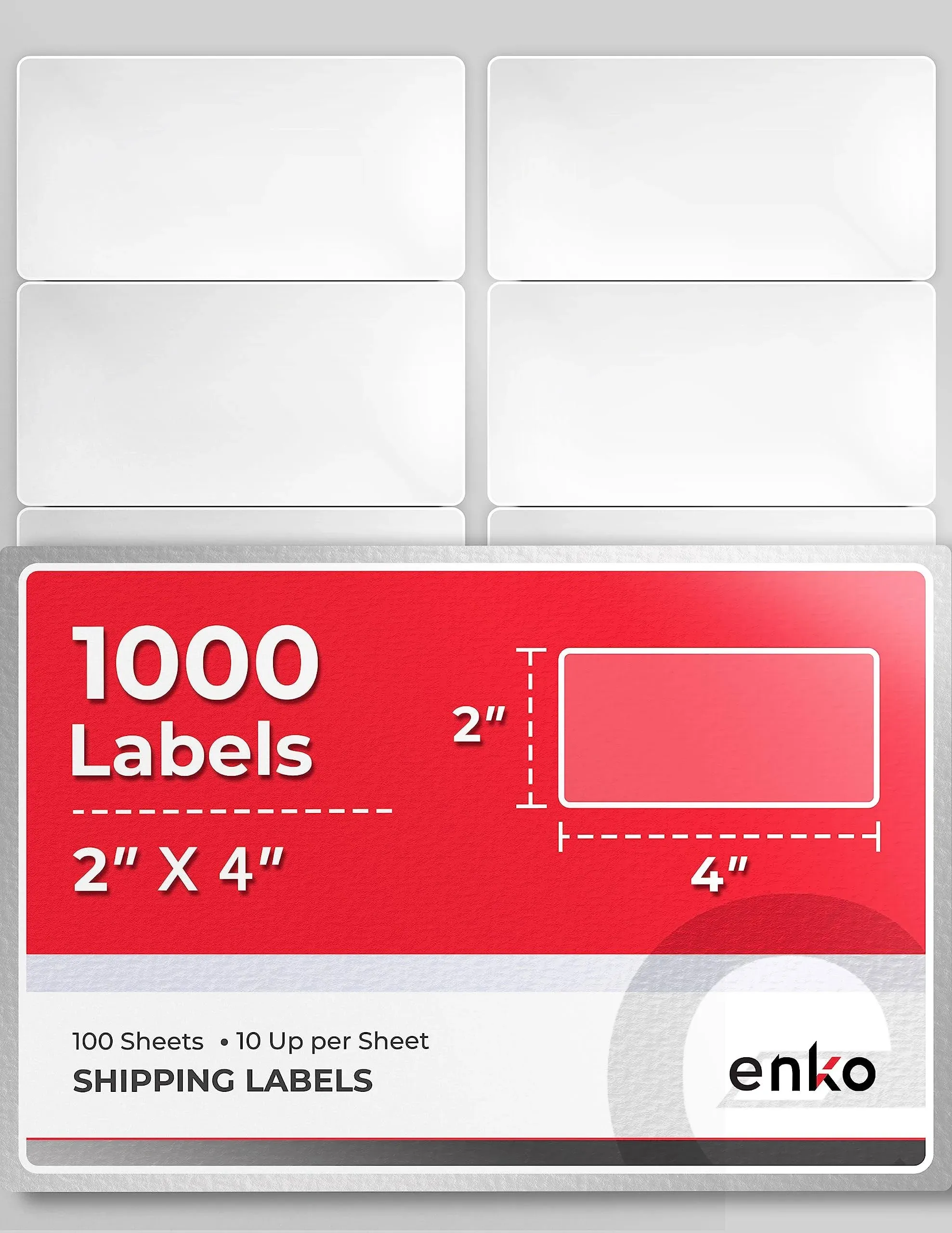 enKo - 2 x 4 inch Label - White Blank - 10 Up Address Mailing Labels for Laser Inkjet Printer (100 Sheets, 1000 Labels)