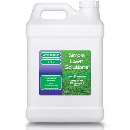 Commercial Grade Lawn Energizer- Grass Micronutrient Booster with Iron and Nitrogen- Liquid Turf Spray Concentrated Fertilizer- Any Grass Type, All Year- Simple Lawn Solutions (2.5 Gallons)