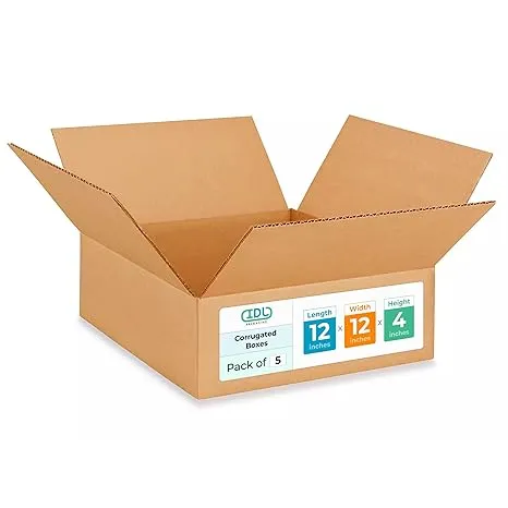 Medium Moving & Shipping Boxes 12 x 12 x 4 inches (5-Pack) - Extra Strength 200 lb vs Regular Box - Corrugated Durable Packaging Boxes - Medium Moving Boxes - Cardboard Packing Boxes by IDL Packaging