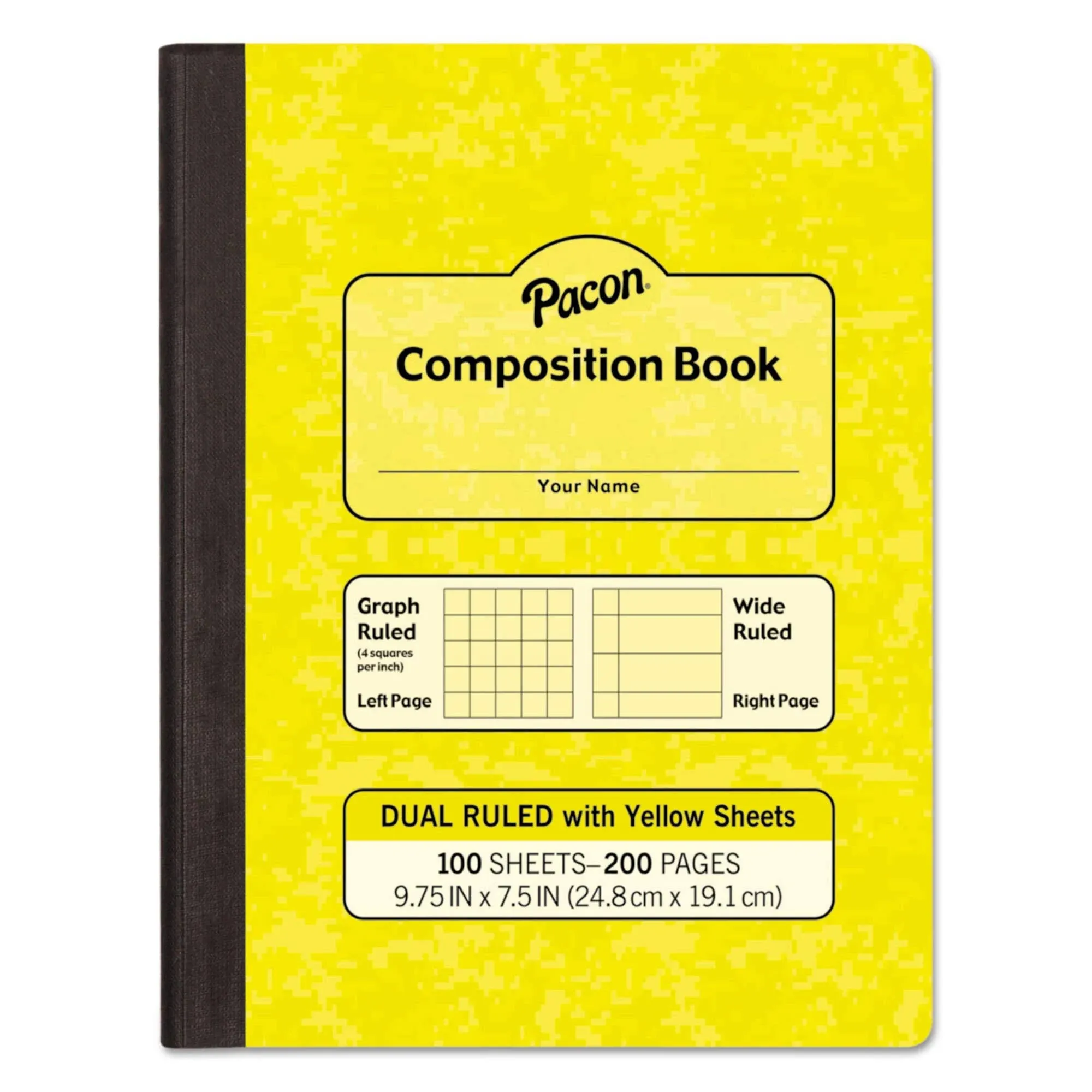 Pacon Composition Book Wide/Legal Rule, Yellow Cover, 9.75 x 7.5, 100 Sheets