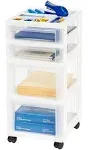 Iris USA 4 Drawer Rolling Storage Cart with Organizer Top, White