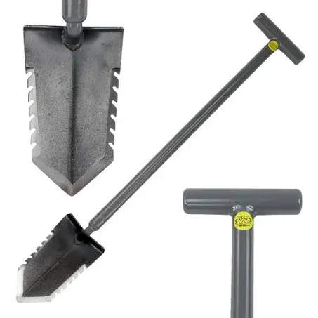 Lesche T- Handle 31&#034; Heavy Duty Metal Detector Shovel Double Serrated Blade