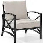 CROSLEY FURNITURE Kaplan Metal Outdoor Lounge Chair with Universal Oatmeal Cushion Cover KO60007BZ-OL