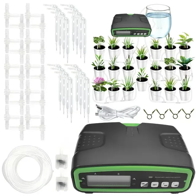 Auto Drip Irrigation Dual Pumps Automatic Watering System 30Day Programmable 〉