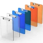 Plastic Clipboard (Set of 6) Multi Pack Letter Size A4 Colorful Clipboards wi...