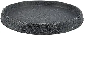 The HC Companies 15 inch Terrazzo Round Premium Plant Saucer - Indoor Outdoor Plant Trays for Pots - 15.25"x15.25"x1.35" Black Granite