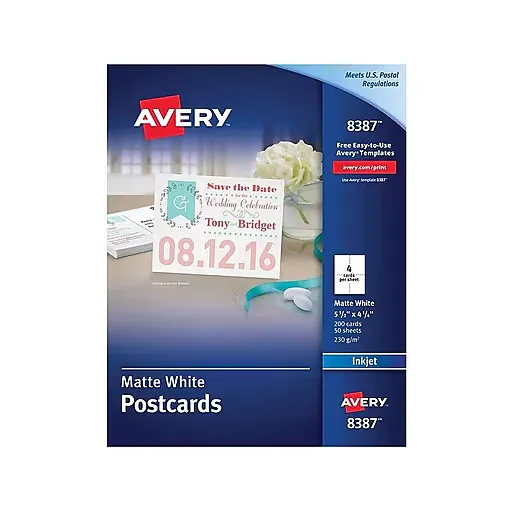 Avery Postcards Matte Two-Sided Printing 4-1/4" x 5-1/2" 200 Cards