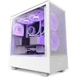 NZXT H5 Flow Compact ATX Mid-Tower PC Gaming Case – High Airflow Perforated Front Panel – Tempered Glass Side Panel – Cable Management – 2 x 120mm Fans Included – 280mm Radiator Support – White