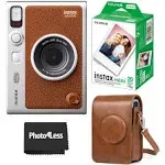 Fujifilm Instax Mini Evo Hybrid Brown Instant Camera + Case + Twin Pack Film