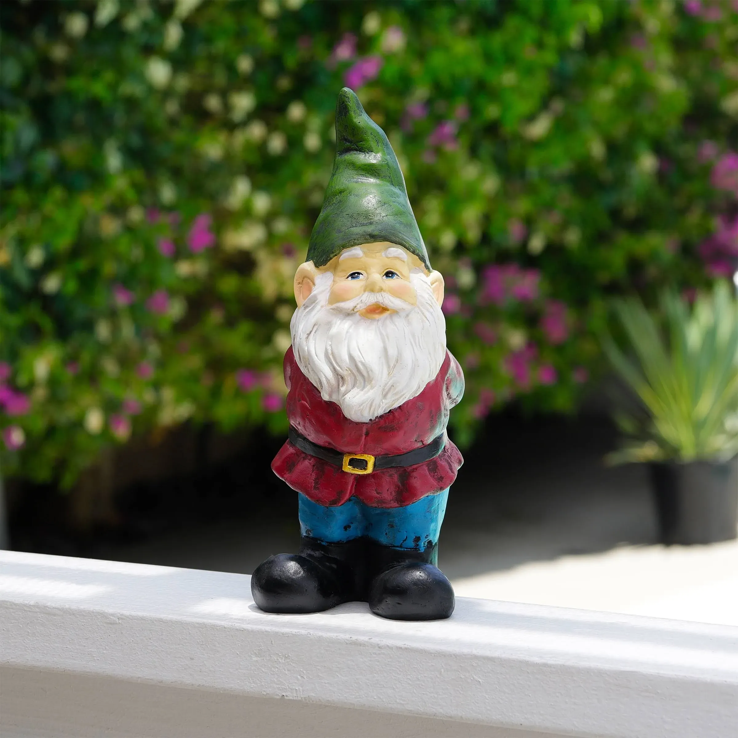 Alpine Bearded Garden Gnome Statue with Green Hat