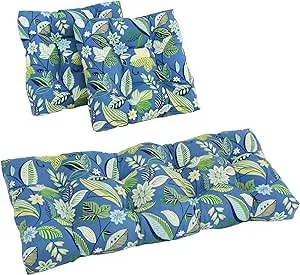 Blazing Needles Square Spun Polyester Outdoor Tufted Settee Cushions (Set of 3) - Skyworks Caribbean