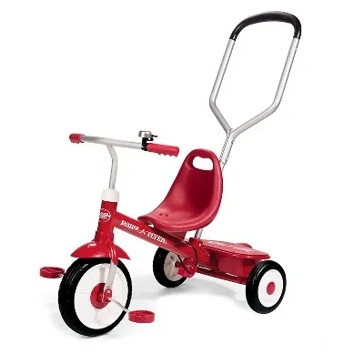 Radio Flyer, Deluxe Steer & Stroll Trike, Parent Push Handle, Red