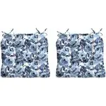 Arden Selections Rocking Chair Cushion, 2 Pack, 21 x 21, Rain-Proof, Fade Resistant, Cushion for Rocking and Outdoor Chairs 18 x 20, Blue Garden Floral