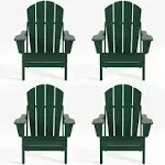 WestinTrends Outdoor Adirondack Chairs Set of 4, Plastic Fire Pit Chair, Weather Resistant Folding Patio Lawn Chair for Outside Deck Garden Backyardf Balcony, Red