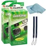 FUJIFILM QuickSnap Flash 400 Disposable 35mm Camera 2 Pack 2 Hand Straps BluebirdSales Microfiber Cloth