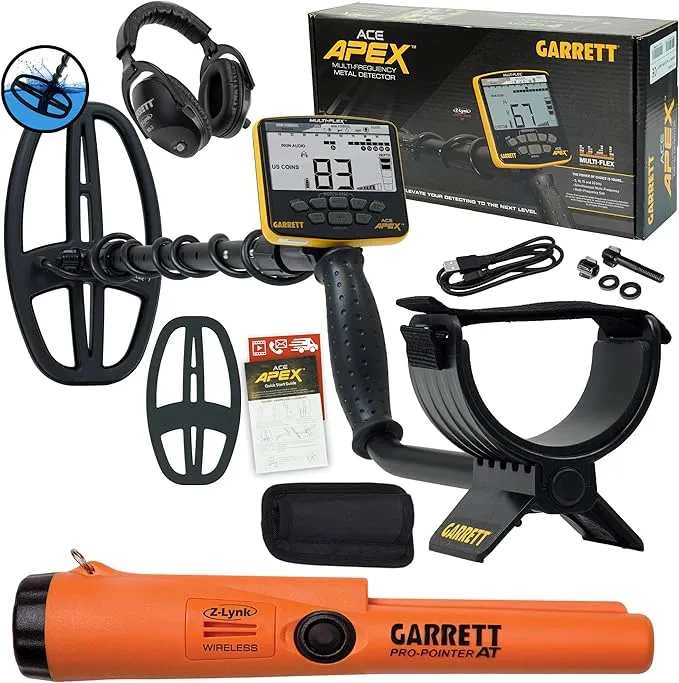 Garrett Ace Apex Detector with 6 x 11 DD Viper Search Coil, Z-Lynk Headphone Package & Pro-Pointer at Z-Lynk