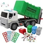 CUTE STONE 12" Garbage Truck Toys Trash Truck Recycle Truck with Sound