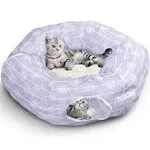 Collapsible Cat Tunnel Bed, Purple, for Small Indoor Cats