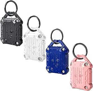 Dovick- Waterproof Airtag Keychain Holder Case,Screw Full Cover Compatible with Apple Air Tag Tracker Key Ring (Mix 4 Pack)