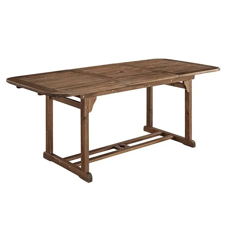 Pemberly Row Acacia Wood Patio Dining Table in Dark Brown