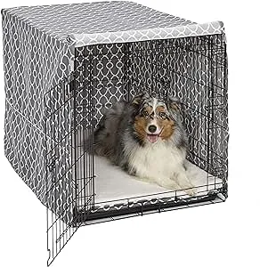 MidWest Dog Crate Cover, Privacy Dog Crate Cover Fits MidWest Dog Crates, Gray Geometric Pattern, 48"