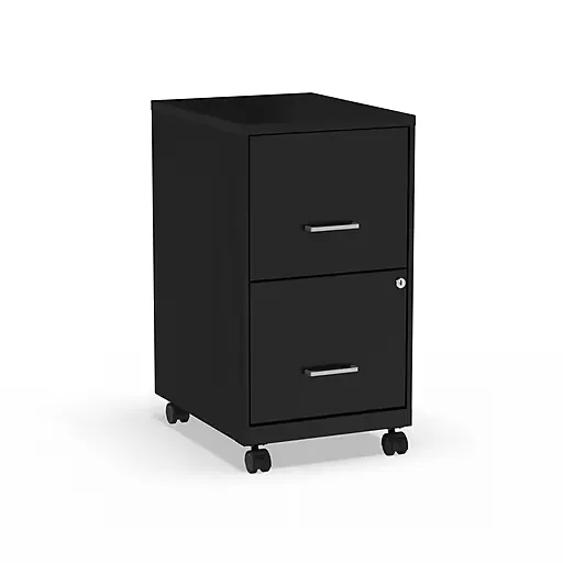 Staples 2-Drawer Light Duty Vertical File Cabinet, Locking, Letter, Black, 18"D (52145)