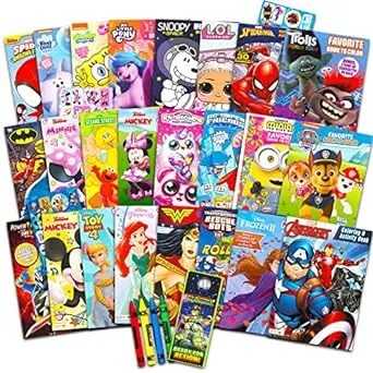 24 Bulk Coloring Books for Kids Ages 4-8 - Assorted 24 Licensed Coloring Books |