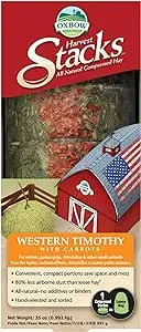 Oxbow Animal Health Harvest Hay Stacks - Western Timothy Hay with Carrots - All Natural Hay for Rabbits, Guinea Pigs, Chinchillas, Hamsters & Gerbils - 35 oz.