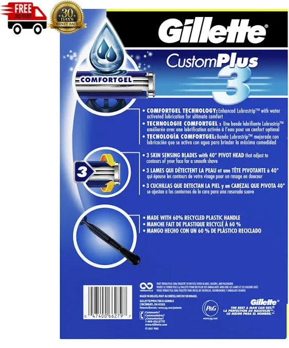 Gillette Custom Plus3 Disposable Razors, 36-Count