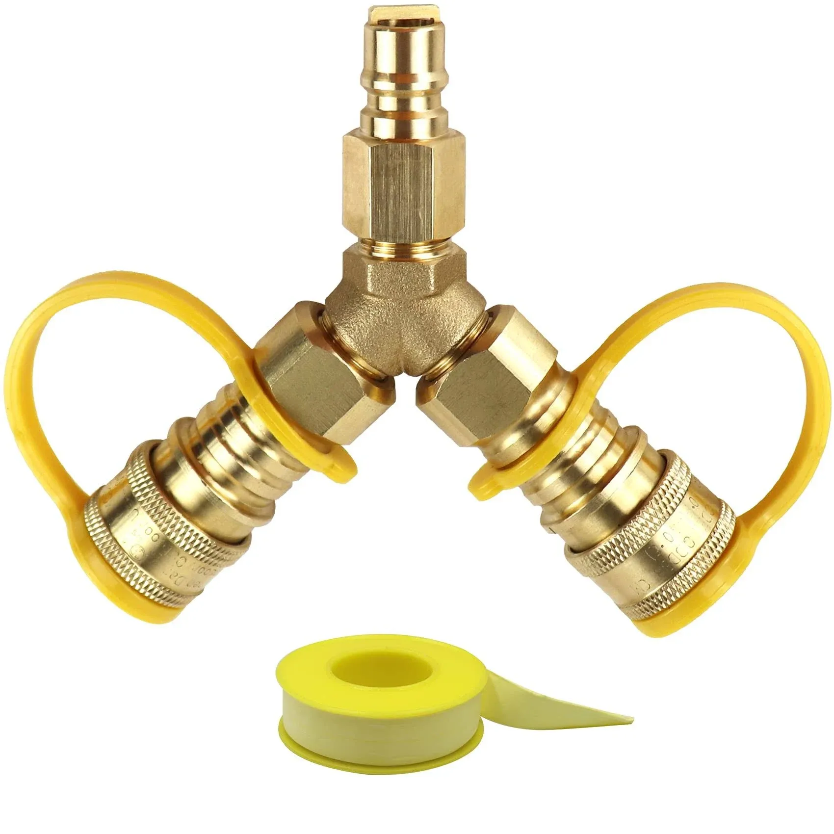 Hosile 3/8" Y-Splitter Separator Quick Connect/Disconnect Adapter for Low Pressure Natural Gas or Propane Systems