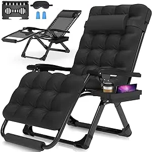 Suteck Oversized Zero Gravity Chair 29in XL Lounge Chair wRemovable CushionHeadrest Reclining Camping Chair wUpgraded Lock A