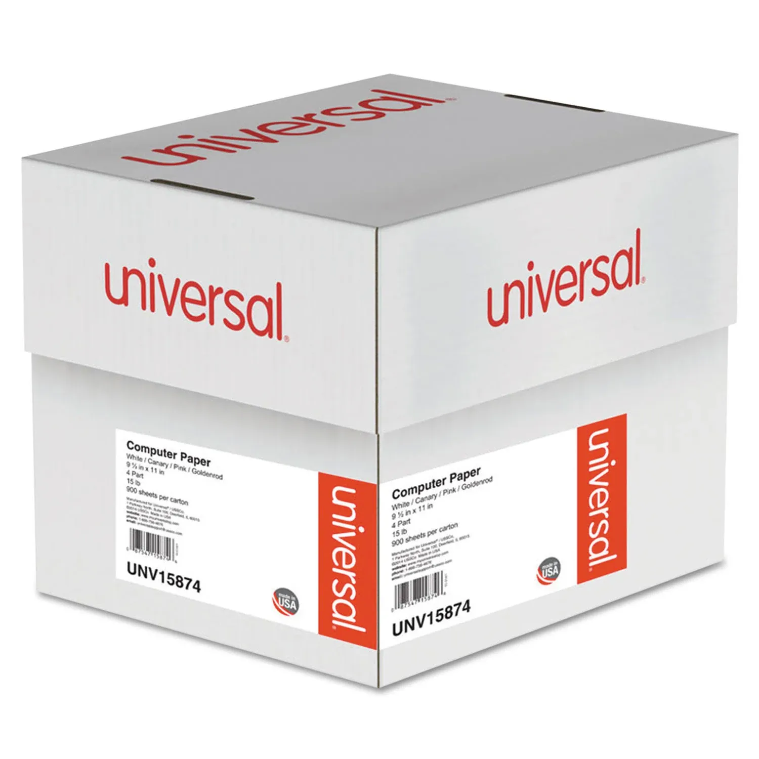 Universal Multicolor Paper 4-Part Carbonless 15lb 9-1/2 x 11 Perforated 900 Sheets